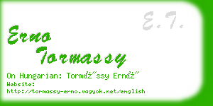 erno tormassy business card